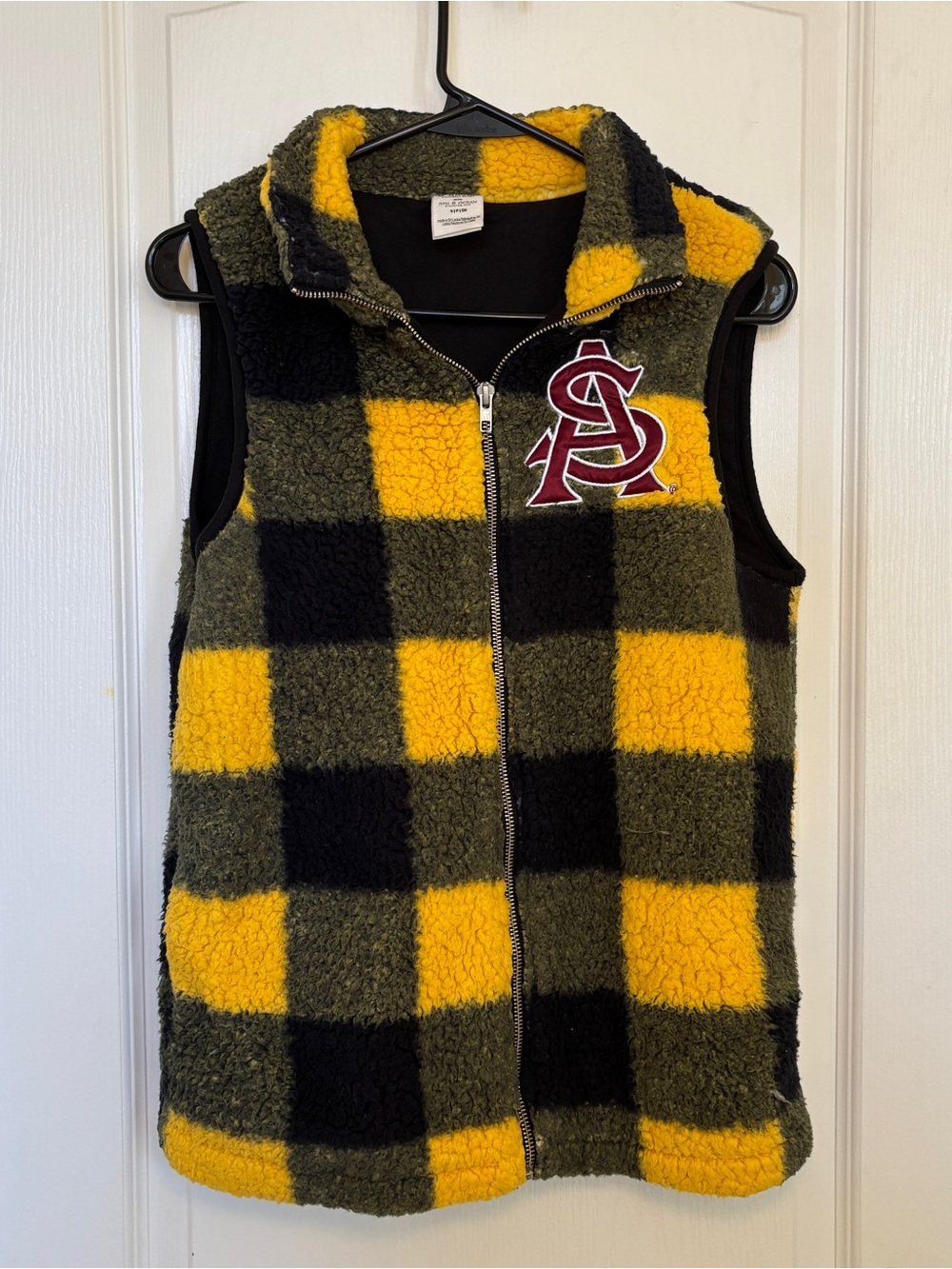 ASU Yellow & Black Check Zip Vest